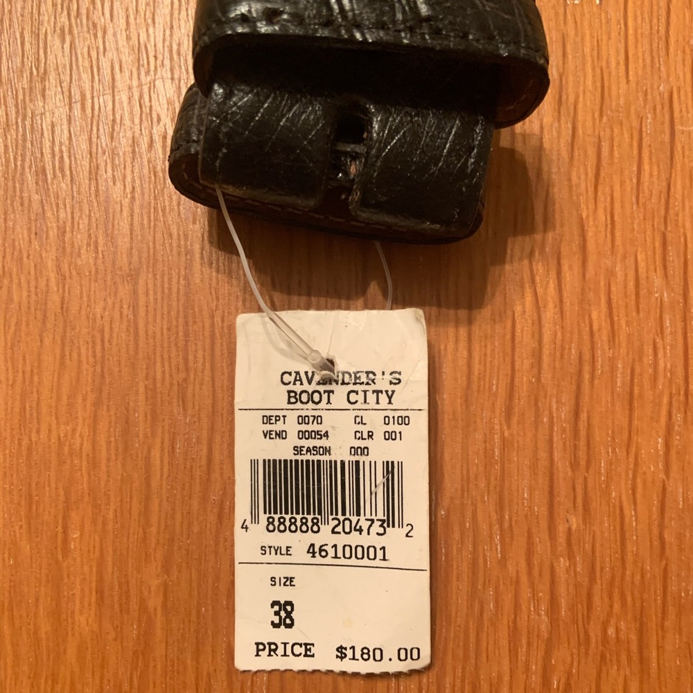 Men’s Genuine Ostrich Belt Black Size 38